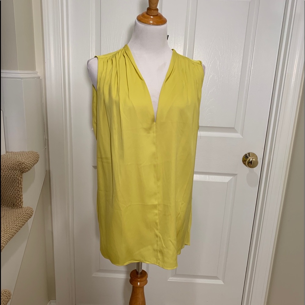 NWT, yellow silk top. Calvin Klein black label